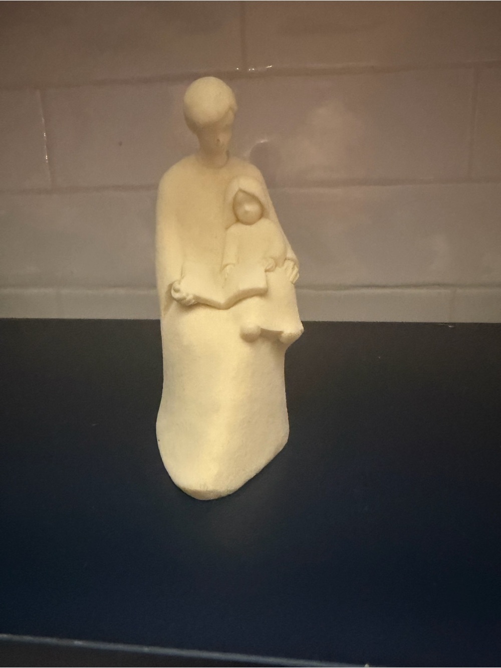 Handcrafted Cream Mother and Child Sculpture - Home Accents